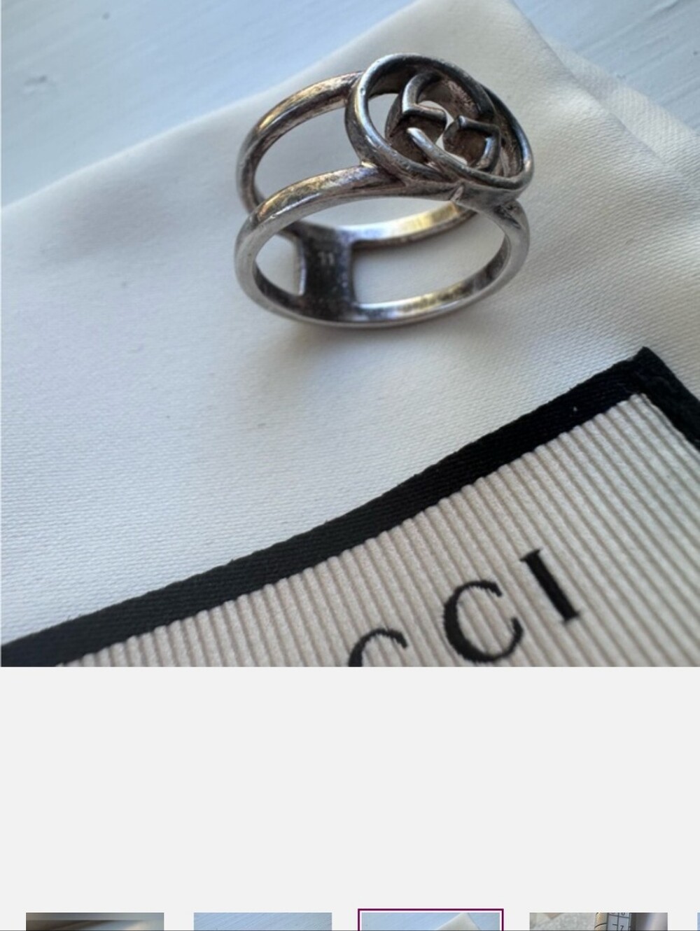 Gucci Double G Ring 925 Sterling Silver Sz 5 - Picture 3 of 10